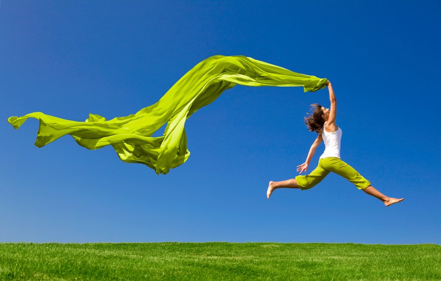 Woman jumping free